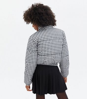 gingham puffer jacket