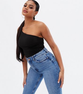 black one shoulder top