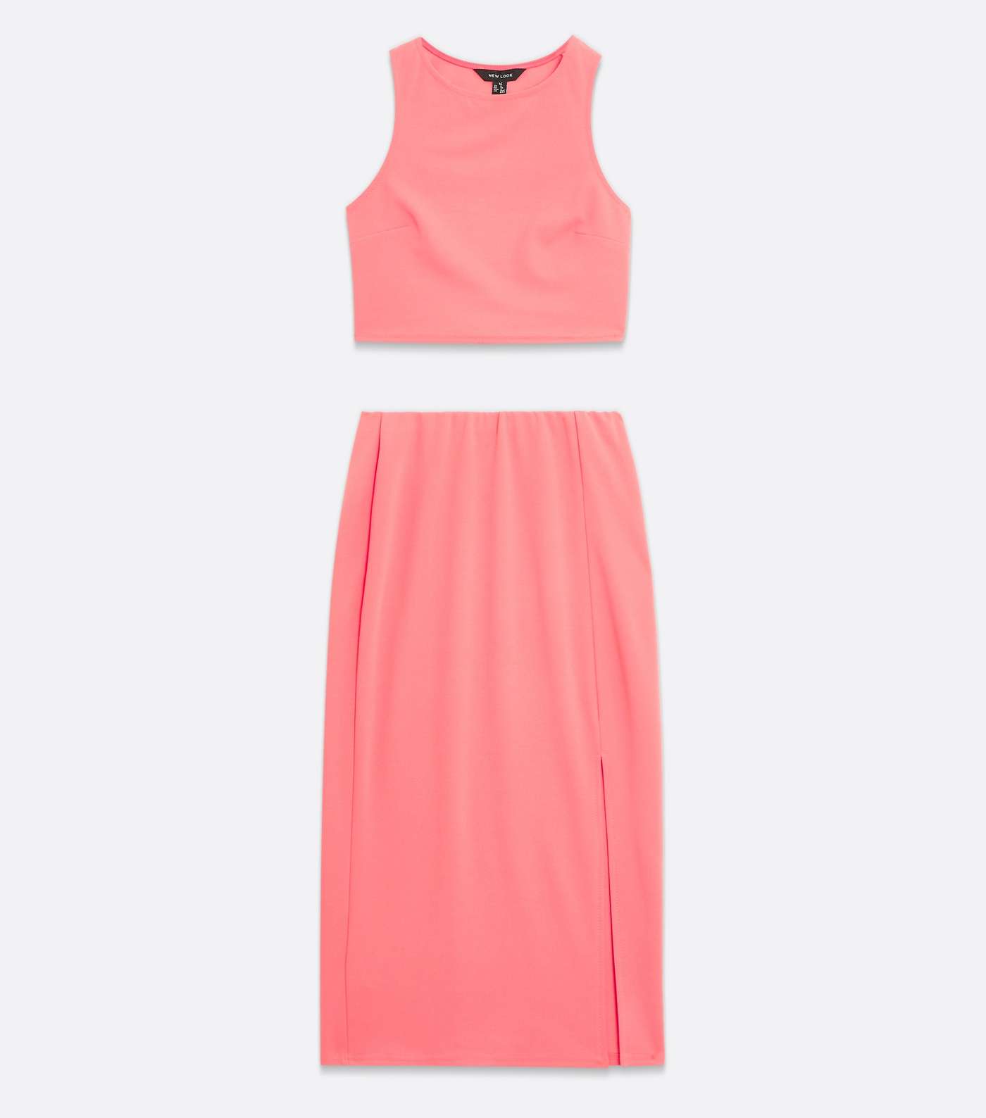Pink Scuba Crop Top and Split Hem Midi Skirt Set Image 5