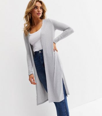 Pale Grey Ribbed Fine Knit Midi 