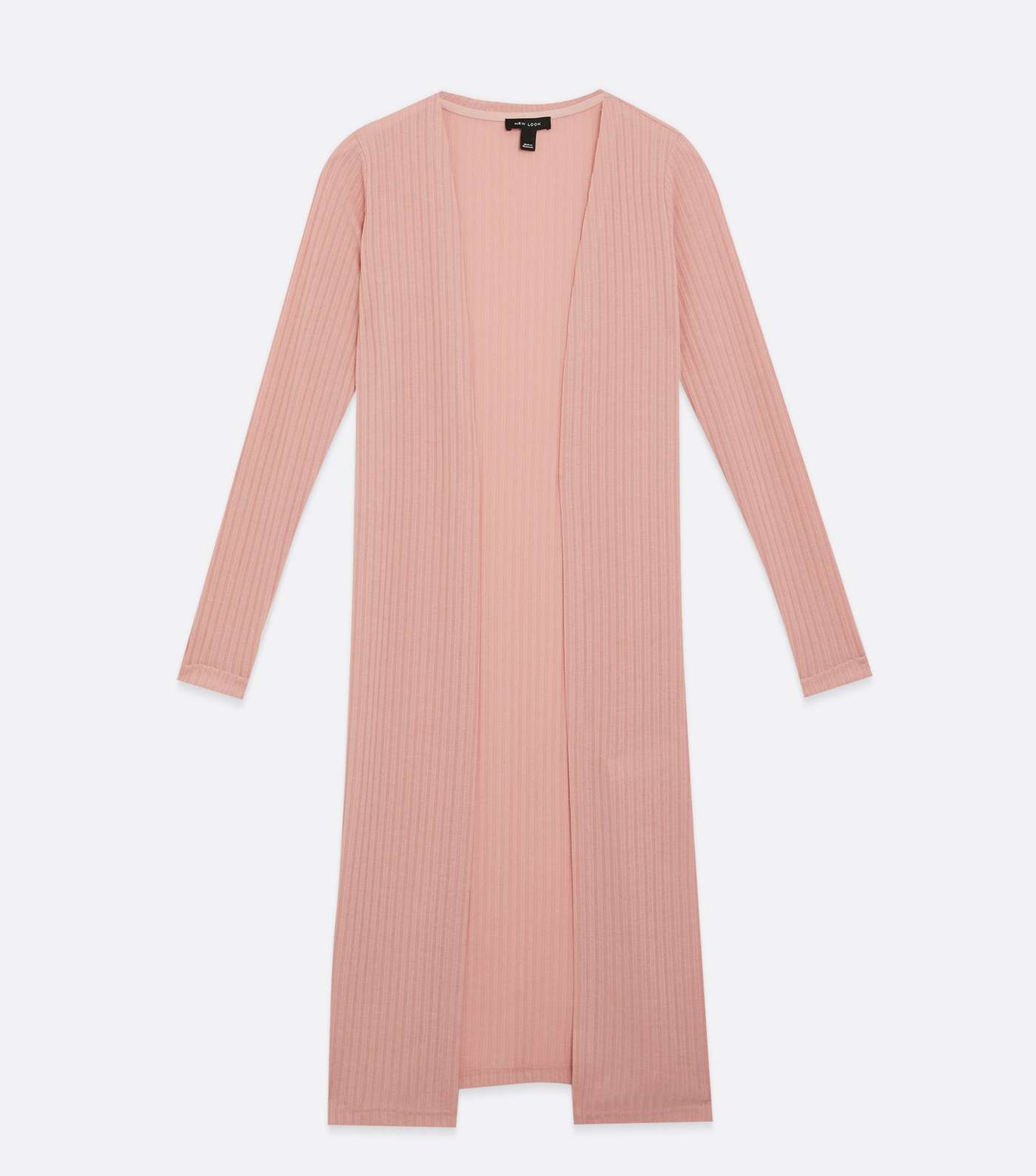 Mid Pink Ribbed Fine Knit Midi Cardigan Image 5