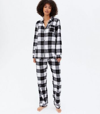 Tall Black Check Revere Shirt and Trouser Pyjama Set New Look