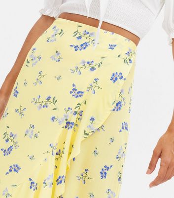 new look yellow floral skirt