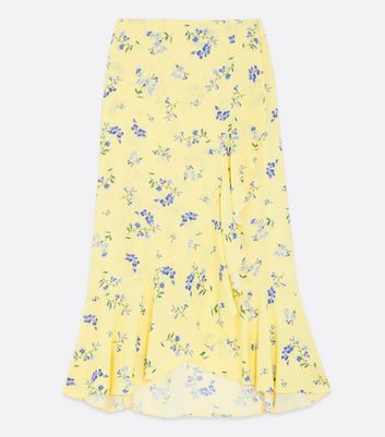 new look yellow floral skirt