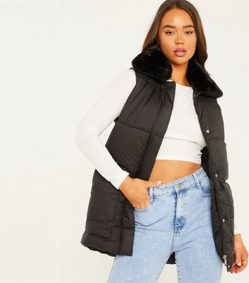 Faux Fur Collar Hooded Gilet 