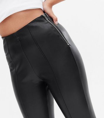 Petite 2 Pack Black Leather-Look Leggings | New Look