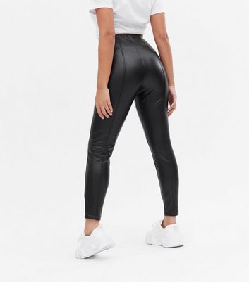 2 Pack Black Leather-Look Leggings 