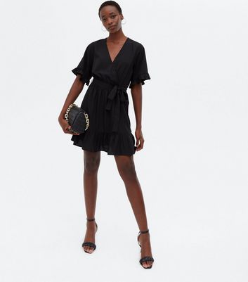 Black wrap dress sales new look