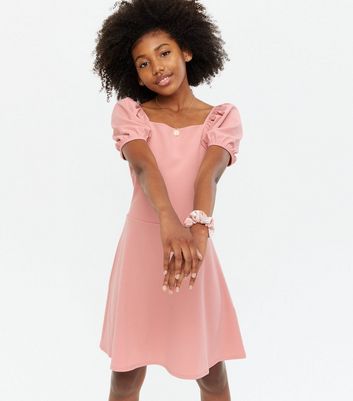 Girls pink shop skater dress