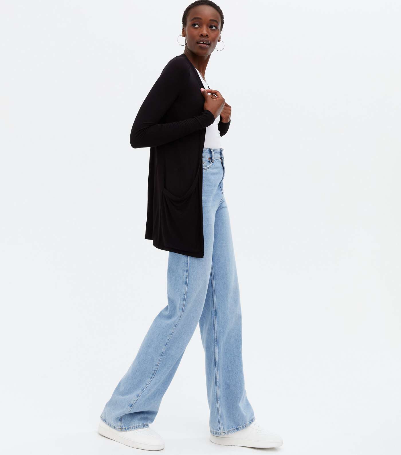 Tall Black Pocket Front Cardigan Image 2