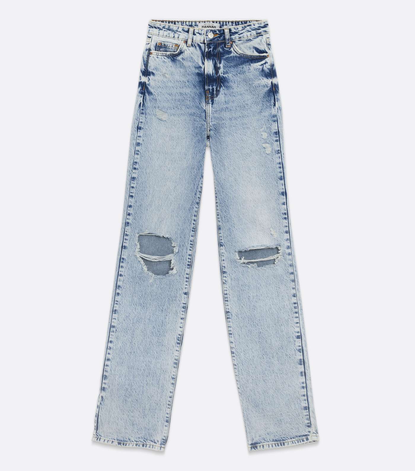 Tall Blue Ripped Full Length Anica Straight Leg Jeans Image 5