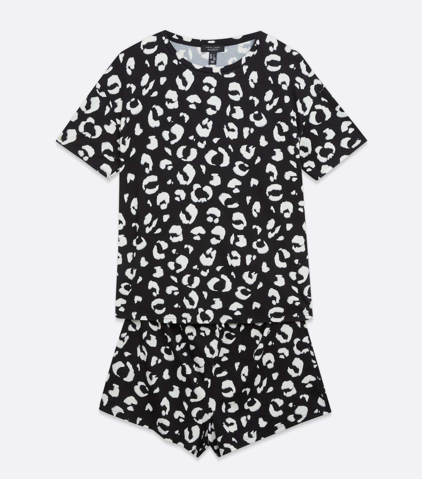 Maternity Black Leopard Print Soft Touch Short Pyjama Set Image 5