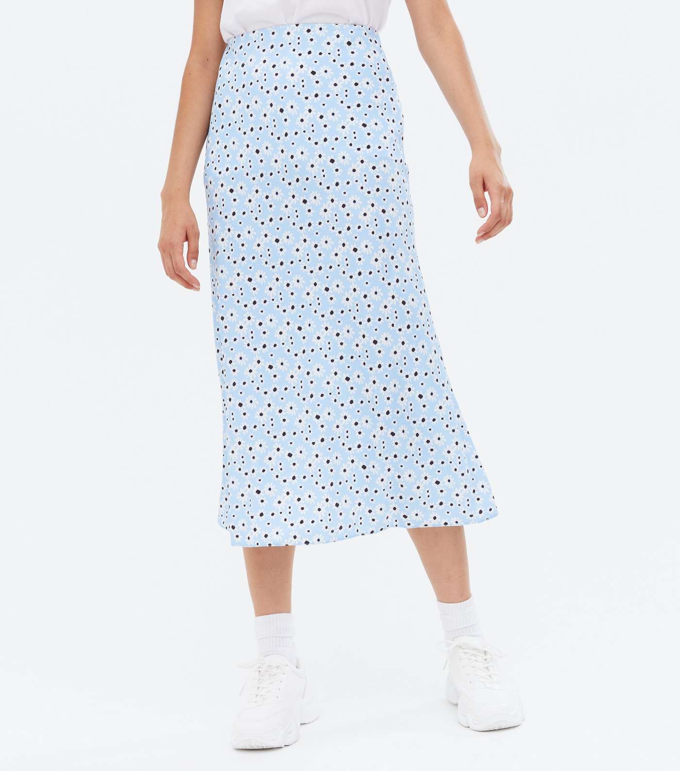 Blue Daisy High Waist Midi Skirt Image 2
