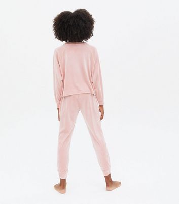 Pink velvet jogger set outlet