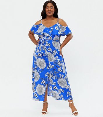 Floral maxi hotsell dress cold shoulder