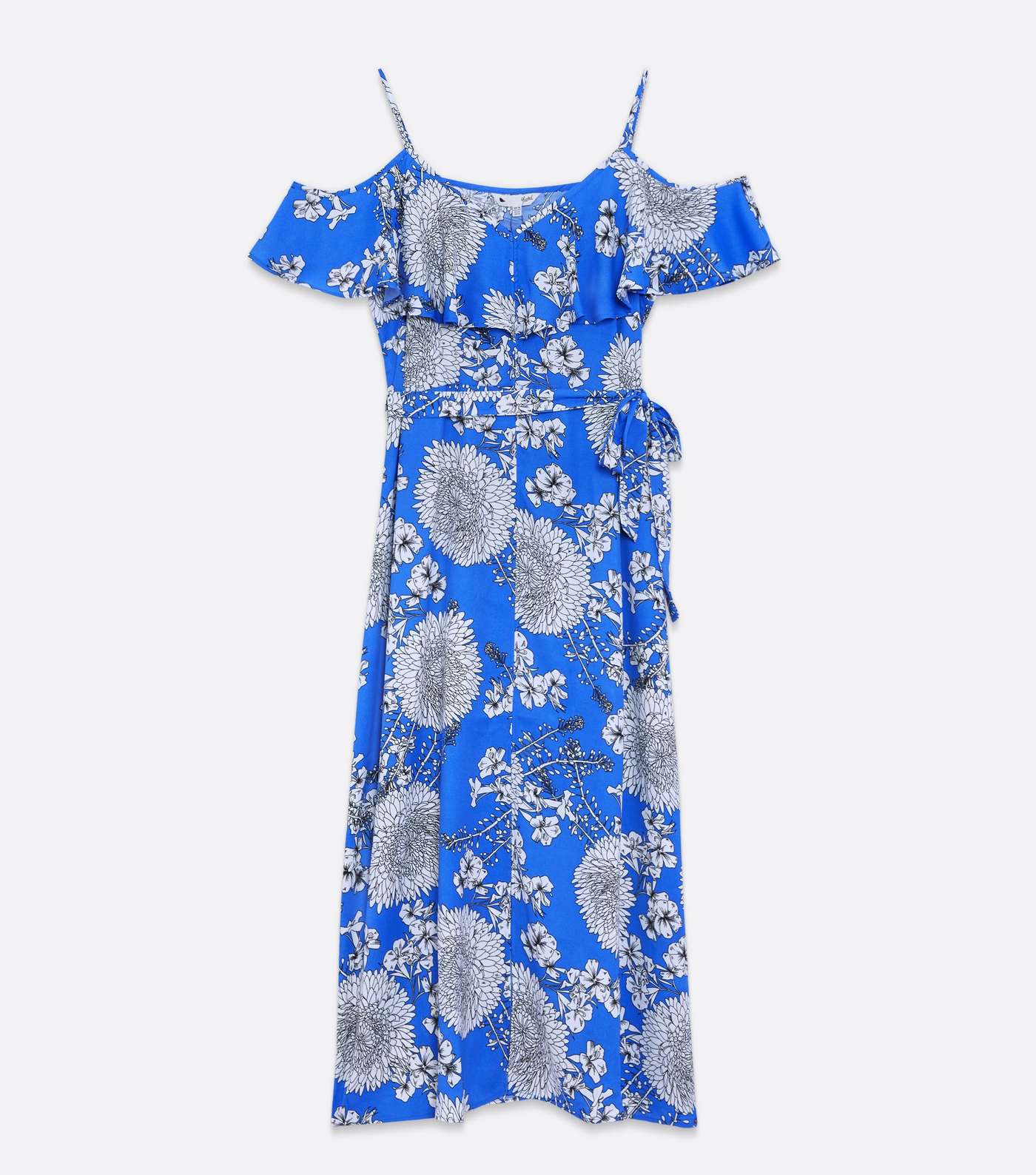 Yumi Curves Blue Floral Cold Shoulder Maxi Dress Image 5
