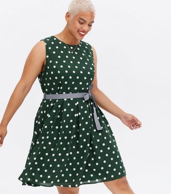 new look green spot dress