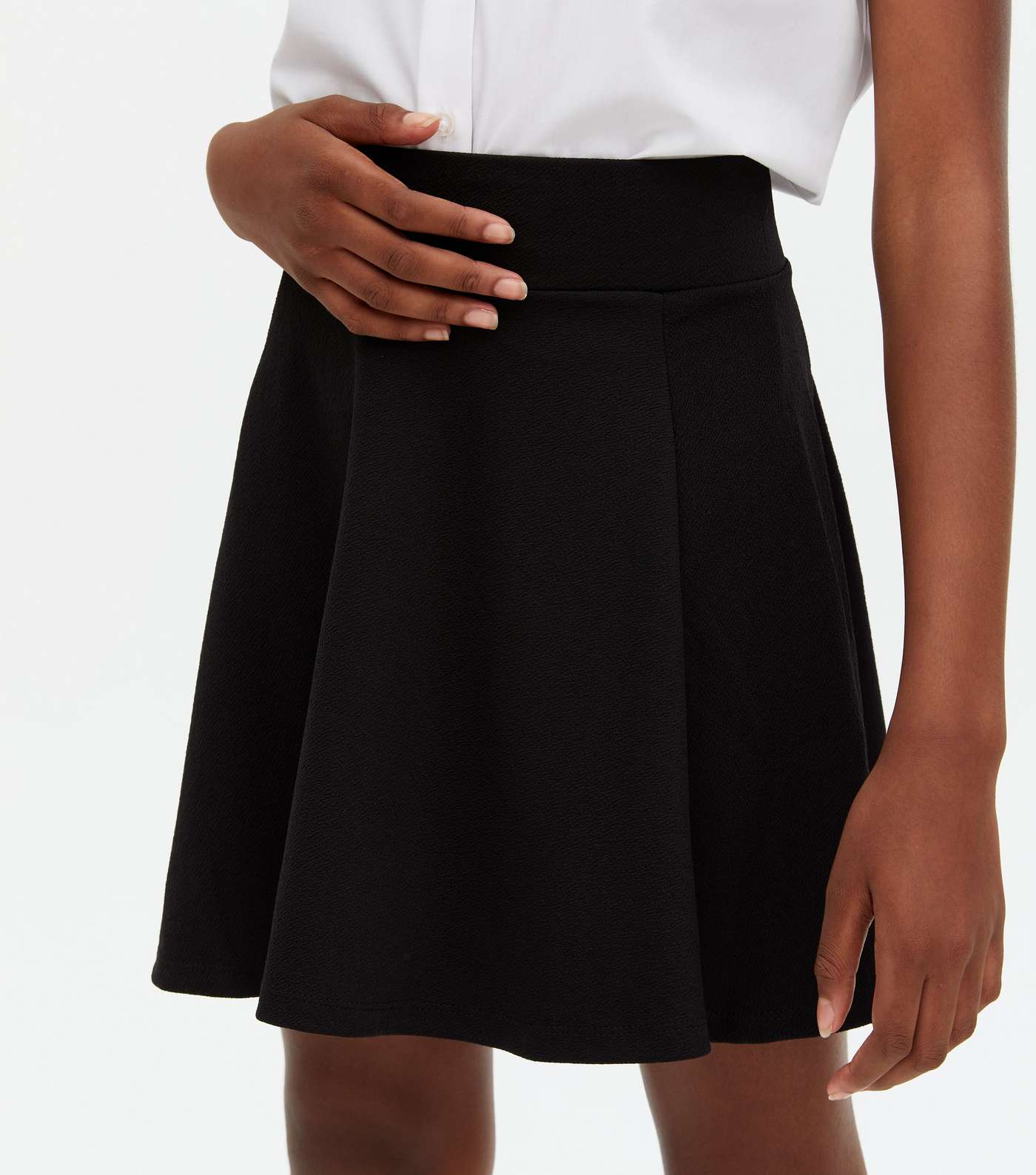Girls Black Pleated Skater Skirt Image 3
