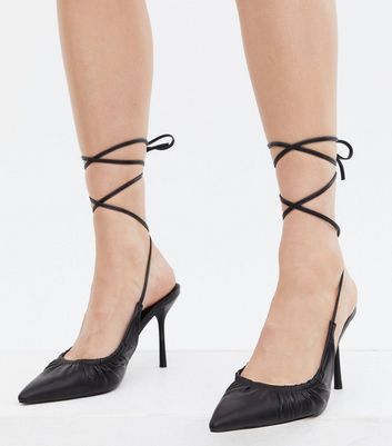 black strappy kitten heel sandals