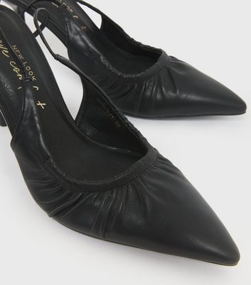 Black Ruched Pointed Tie Stiletto Heel 