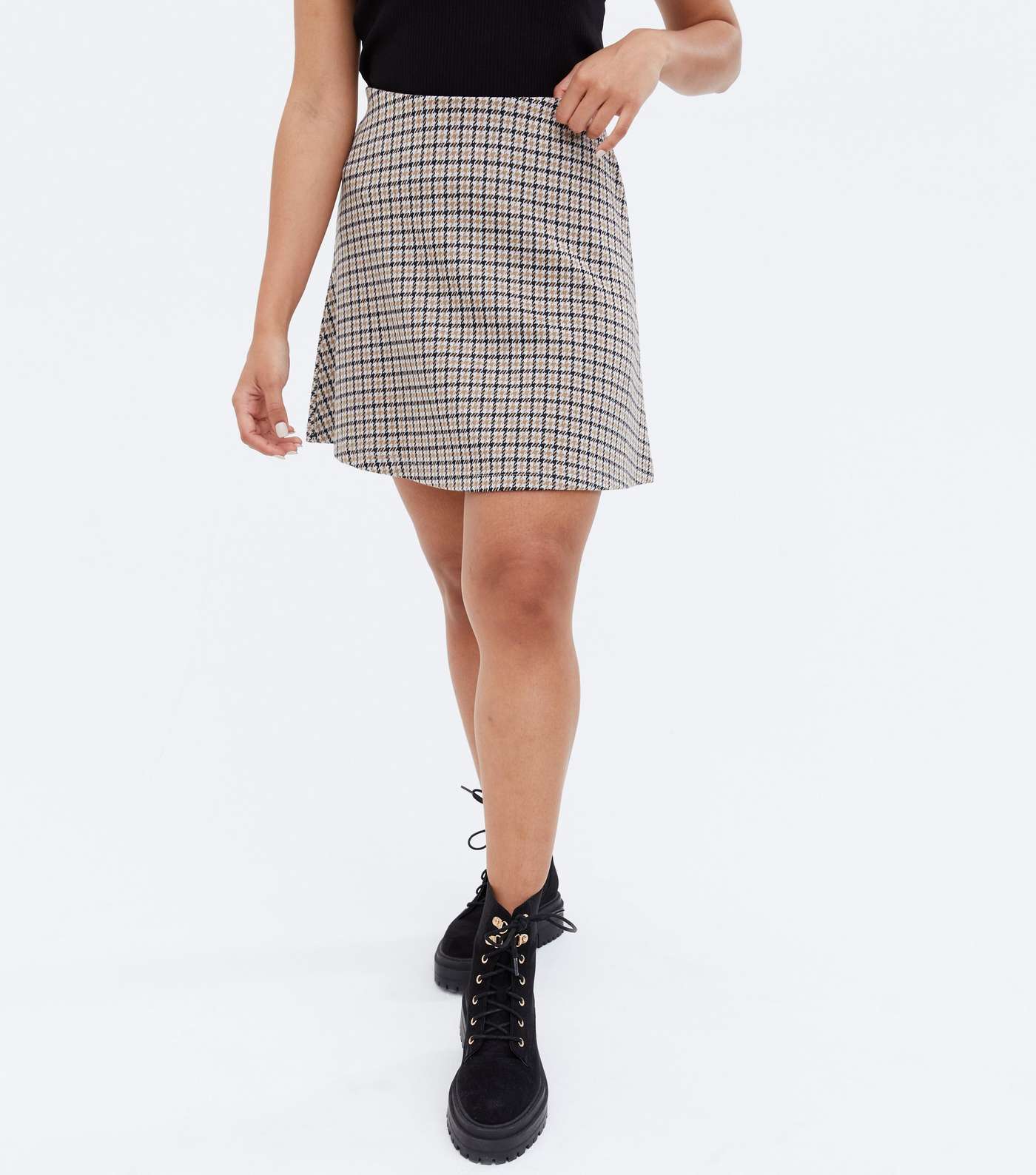 Petite Black Check Mini Skirt Image 2
