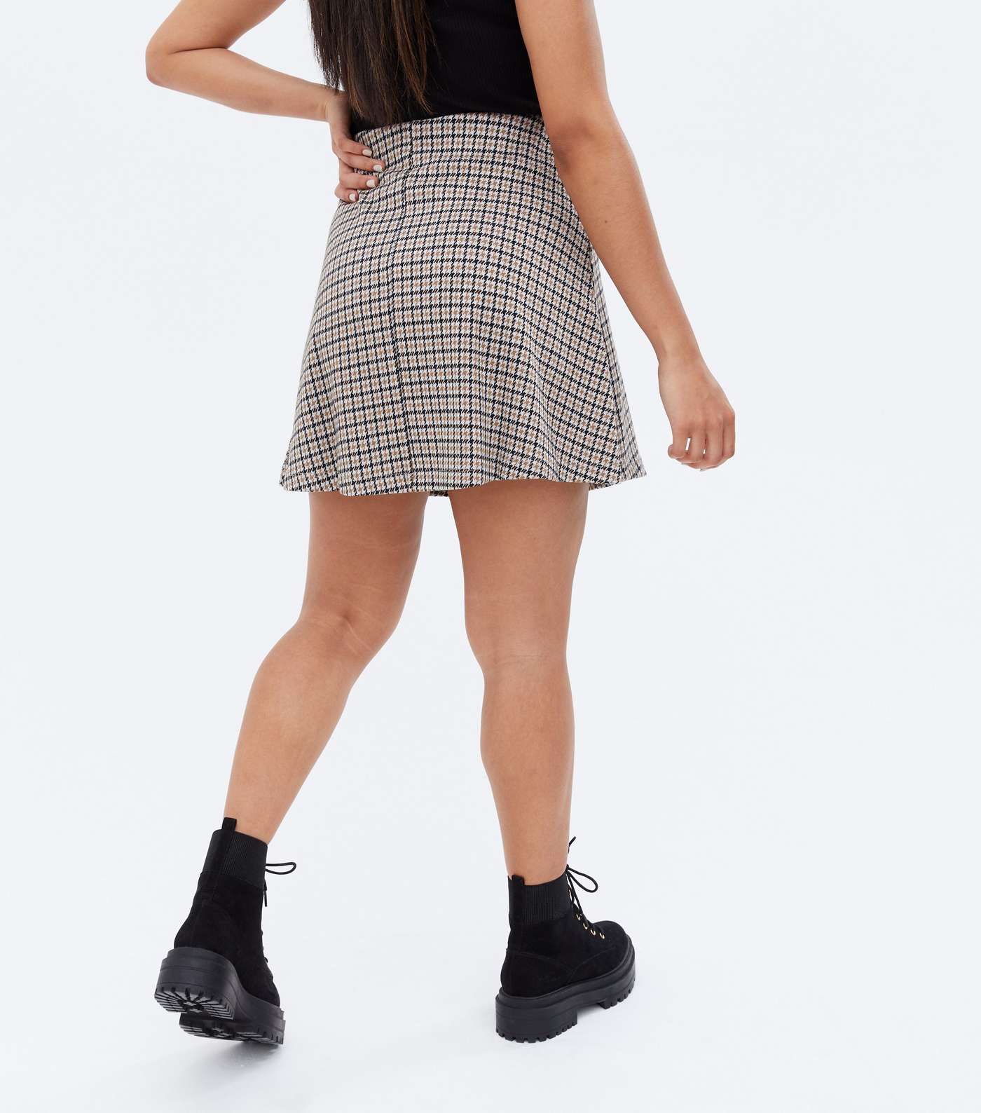 Petite Black Check Mini Skirt Image 4