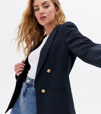 Double breasted navy sale blazer womens