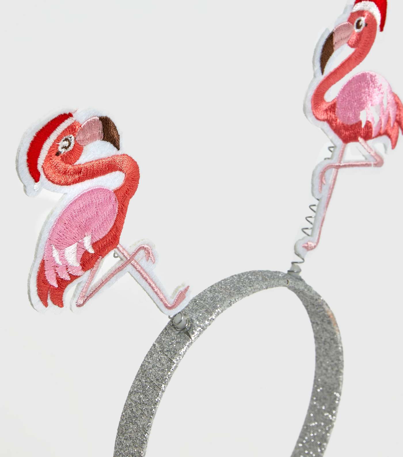 Pink Christmas Flamingo Glitter Bopper Headband Image 3