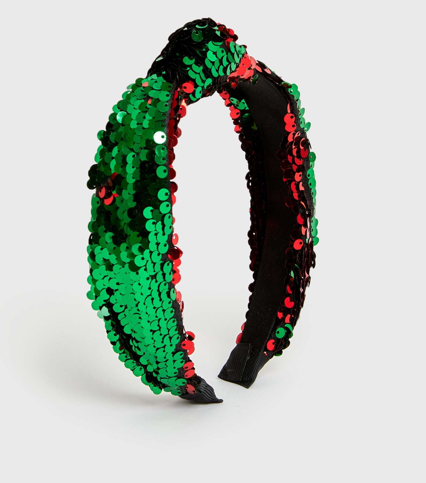 Green and Red Sequin Knot Headband Image 2