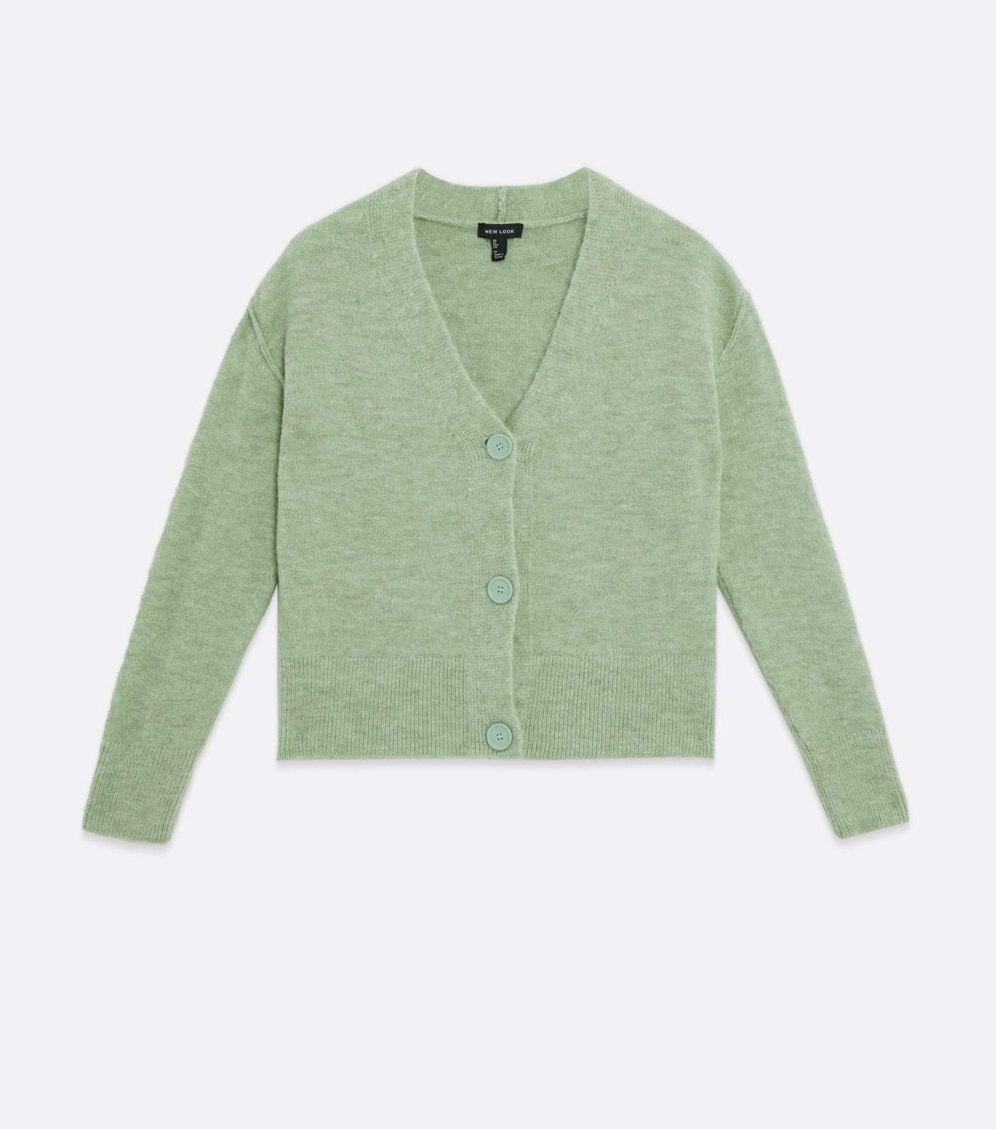 Light Green Knit Exposed Seam Button Cardigan Image 5