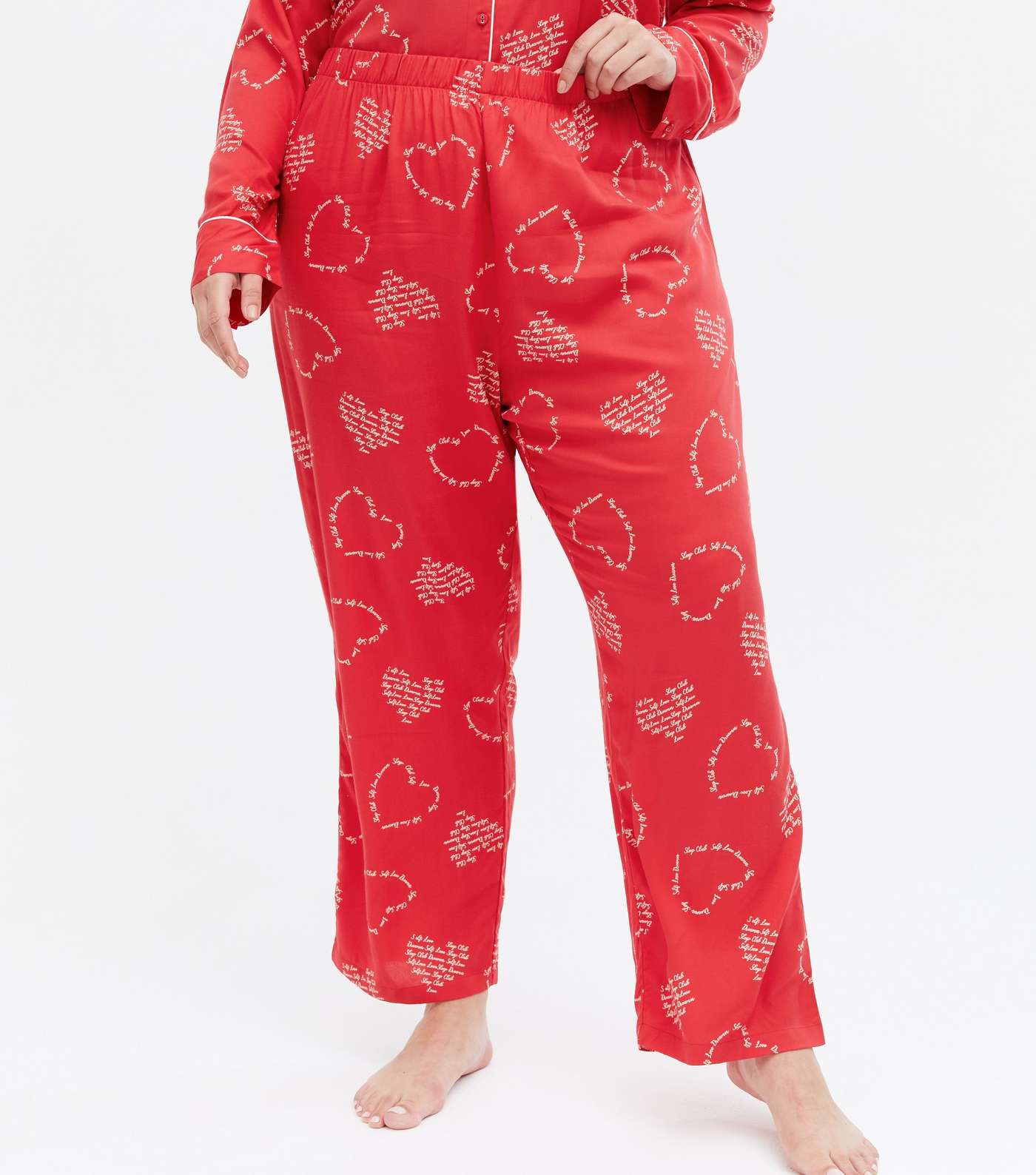 Curves Red Heart Script Revere and Trouser Pyjama Set Image 3