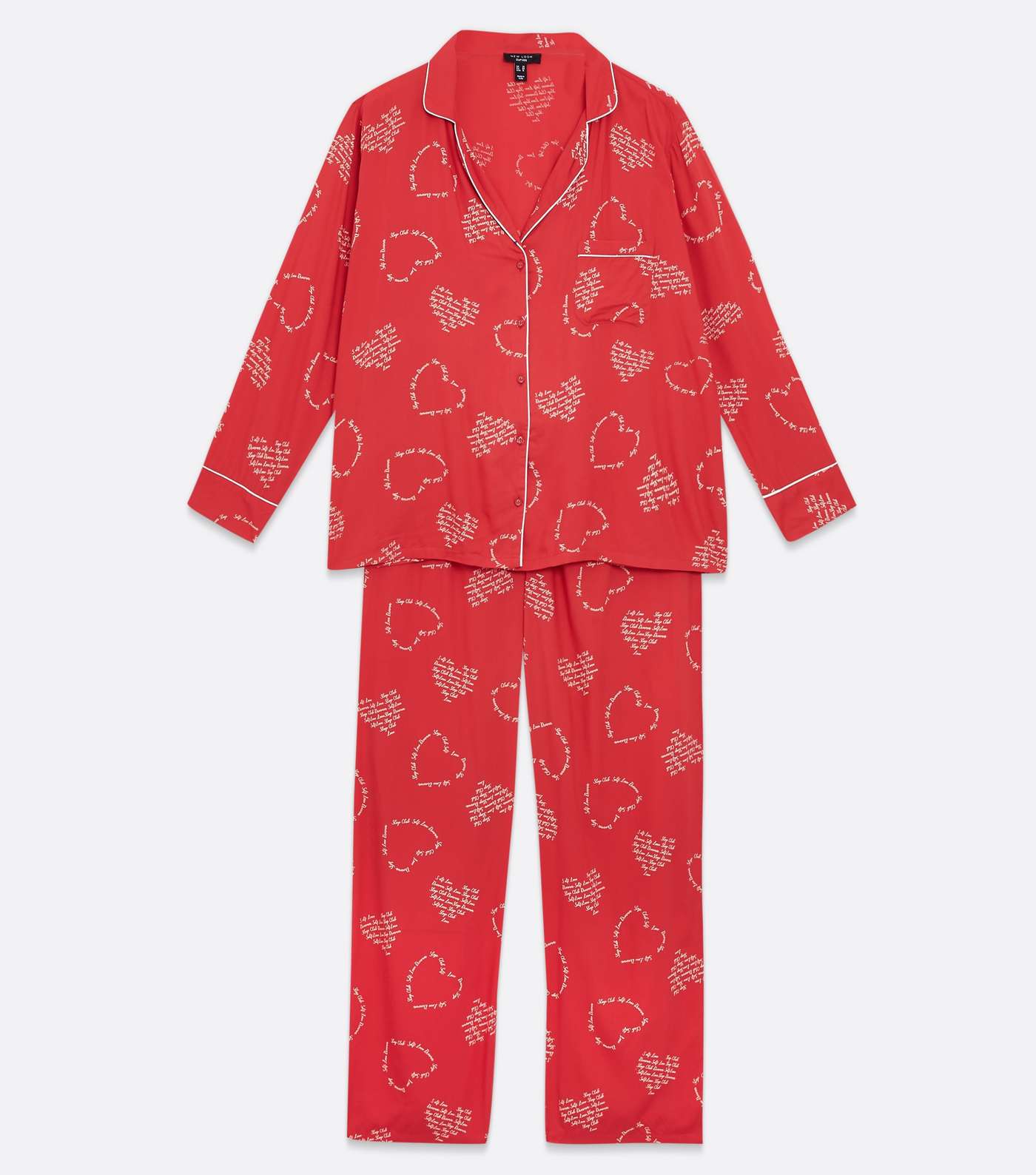 Curves Red Heart Script Revere and Trouser Pyjama Set Image 5