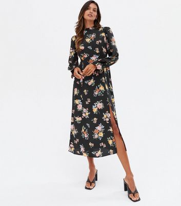 Long Sleeve Split Midi Dress 