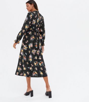 Long Sleeve Split Midi Dress 