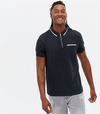 mens navy zip polo