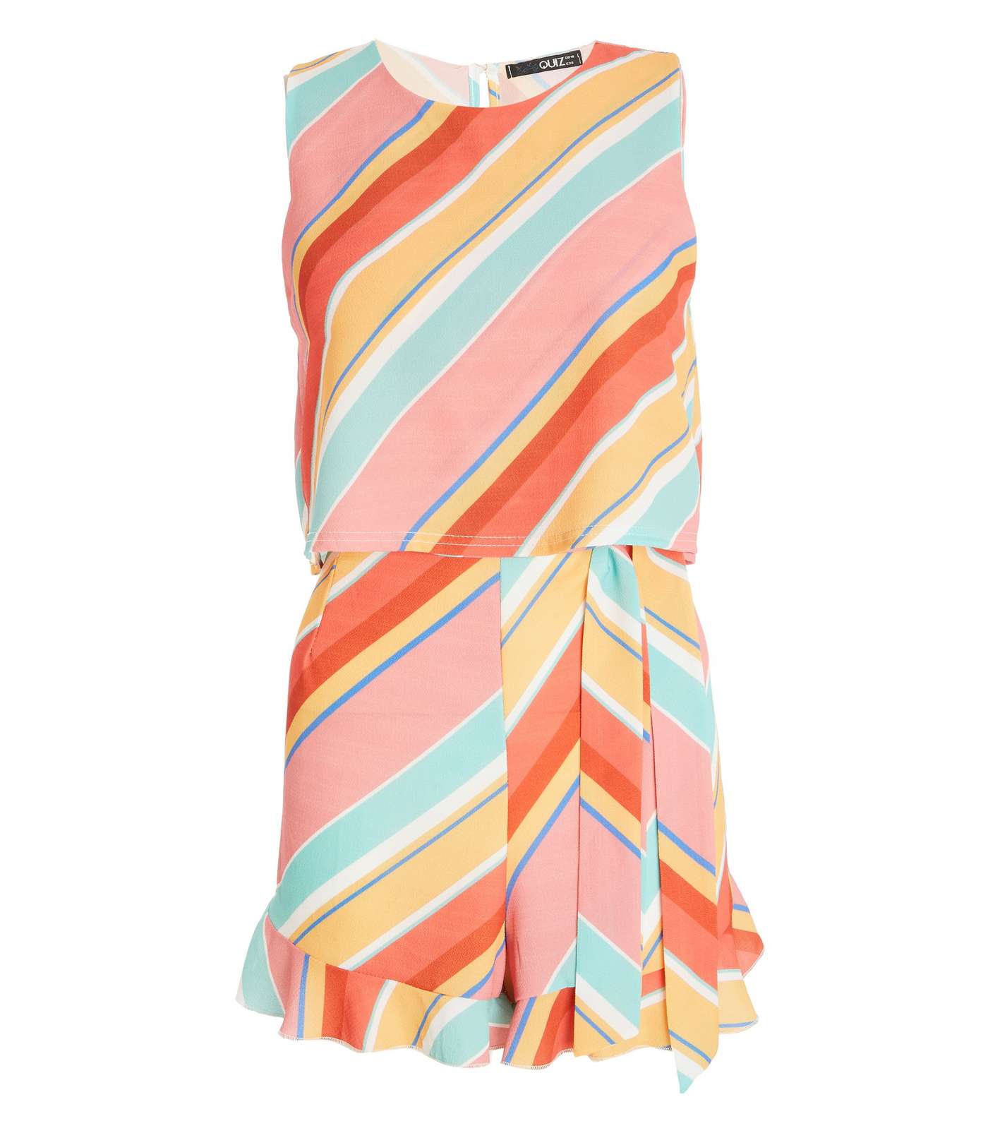 QUIZ Multicoloured Stripe Belted Layered Playsuit  Image 4