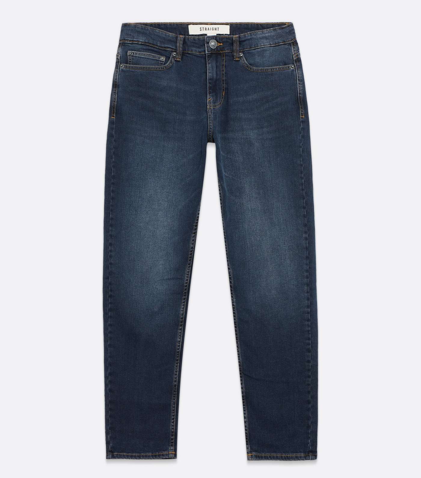 Blue Dark Wash Straight Fit Jeans Image 5