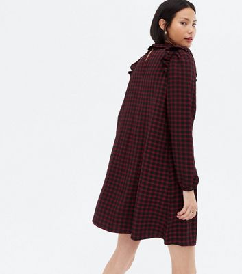 Burgundy check hot sale dress