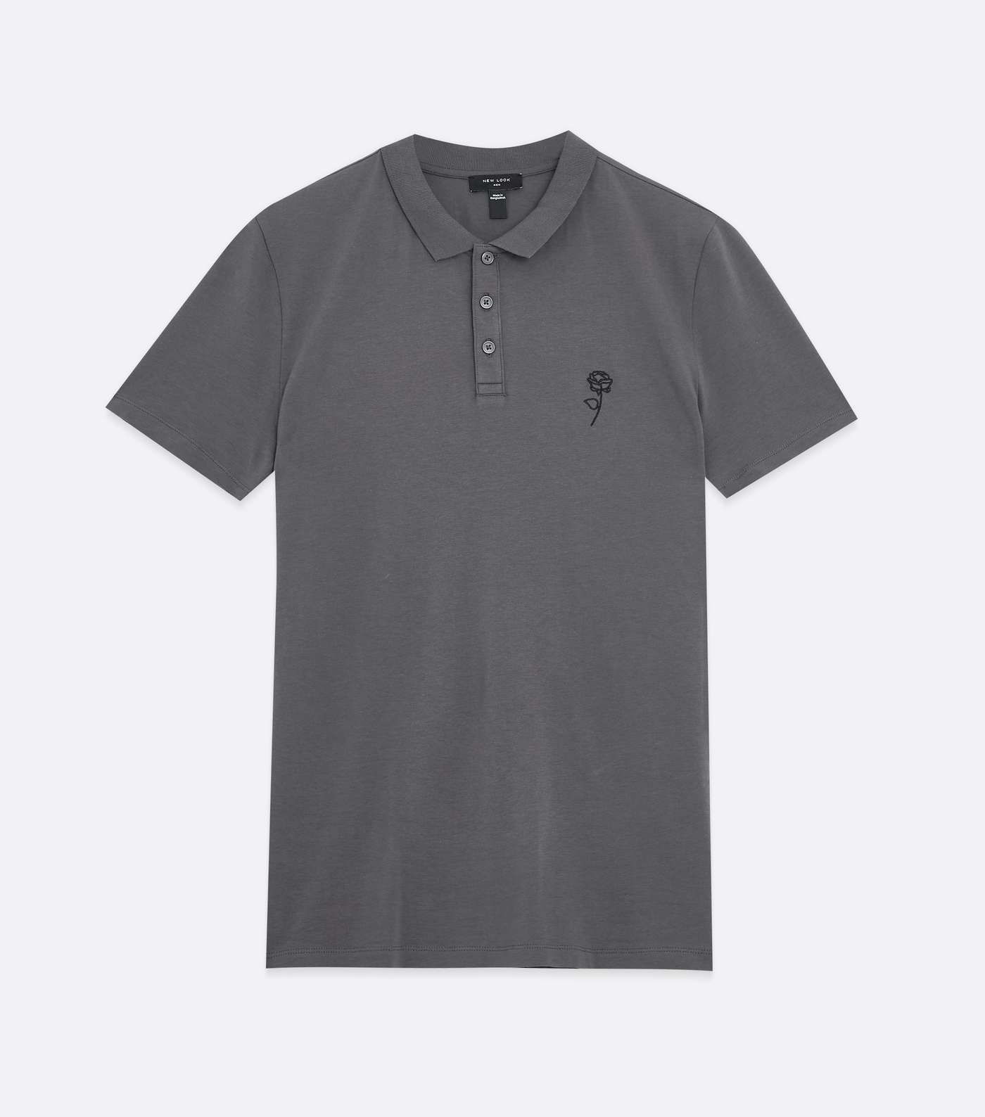 Grey Rose Embroidered Muscle Fit Polo Shirt Image 5