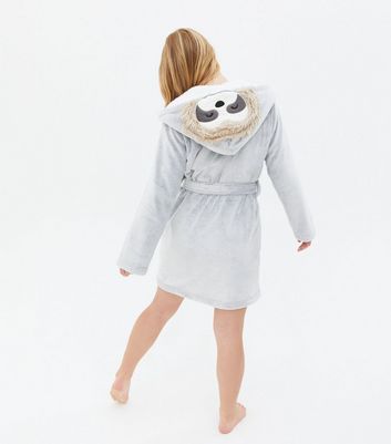 Teenager Bekleidung für Mädchen Girls Pale Grey Sloth Hooded Dressing Gown