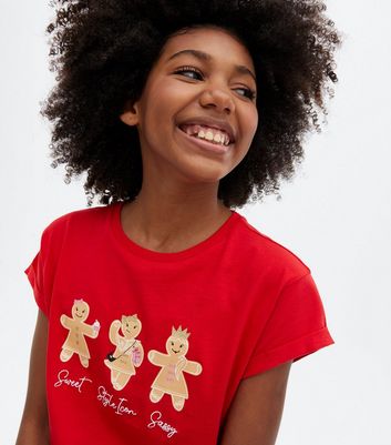Red Christmas Gingerbread Embroidered 