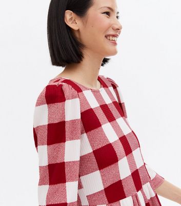 mango red gingham dress