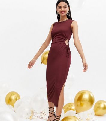 Burgundy cut sale out dress