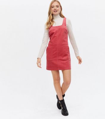 Click to view product details and reviews for Deep Pink Cord Square Neck Pinafore Dress New Look.