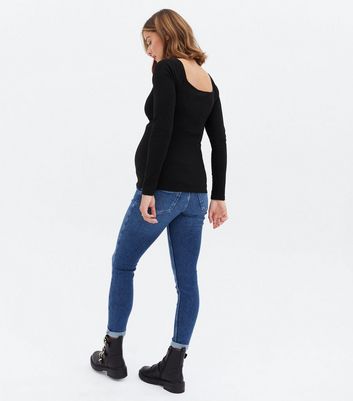 Maternity Black Long Sleeve Wrap Nursing Top | New Look