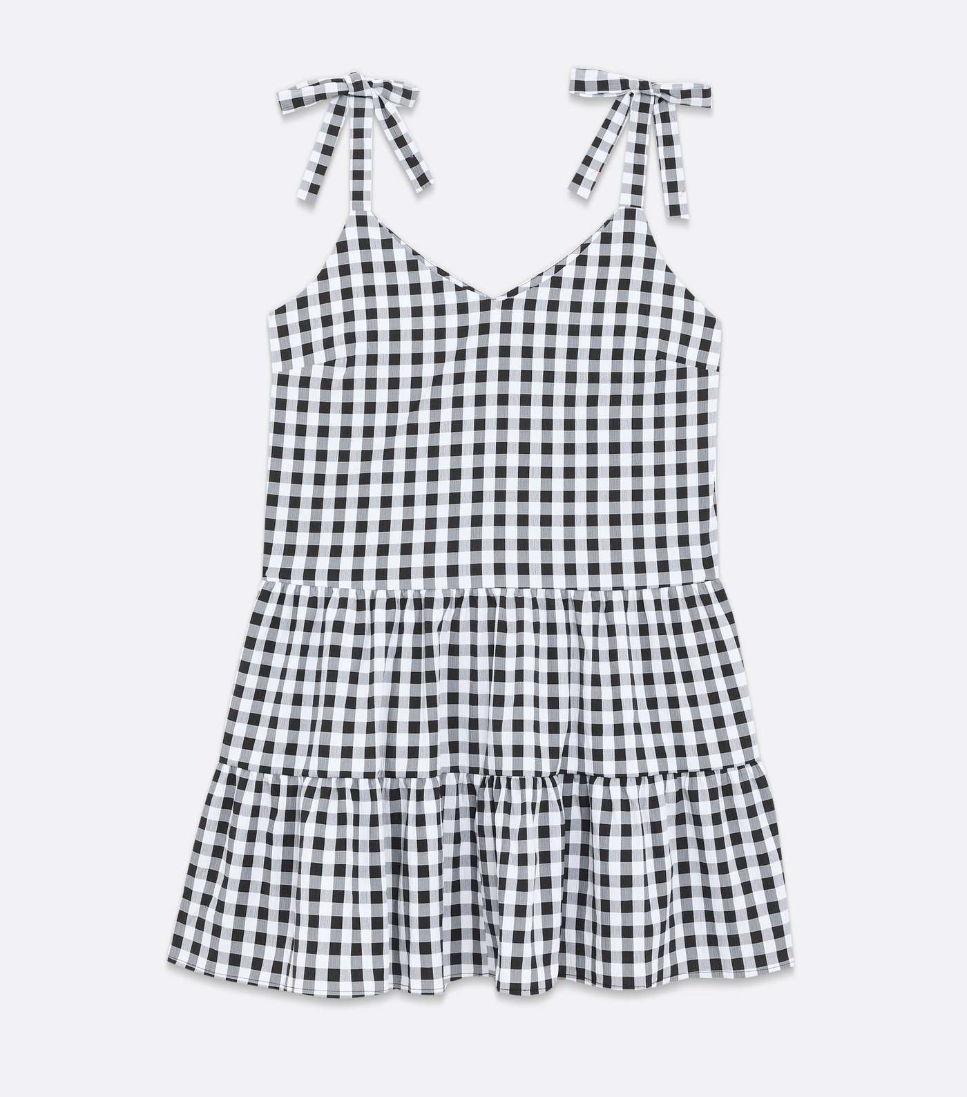 Cameo Rose Black Gingham Tie Strap Tiered Sundress Image 5