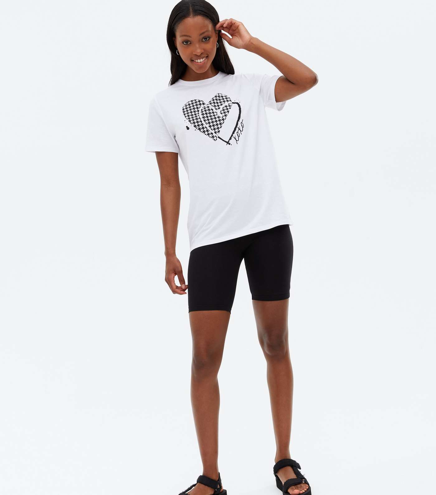 Tall White Dogtooth Heart Logo T-Shirt Image 2