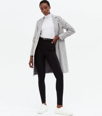 Tall Black Slim Stretch Belted Trousers 