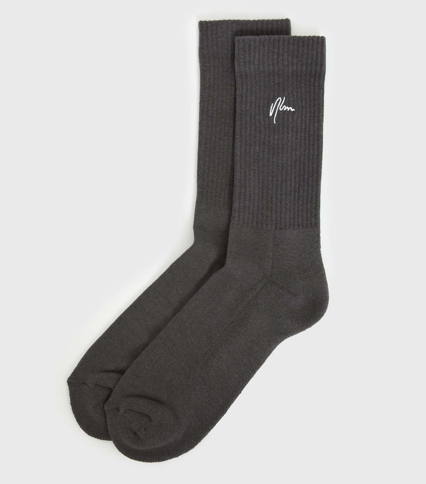 Black Ribbed NLM Embroidered Socks