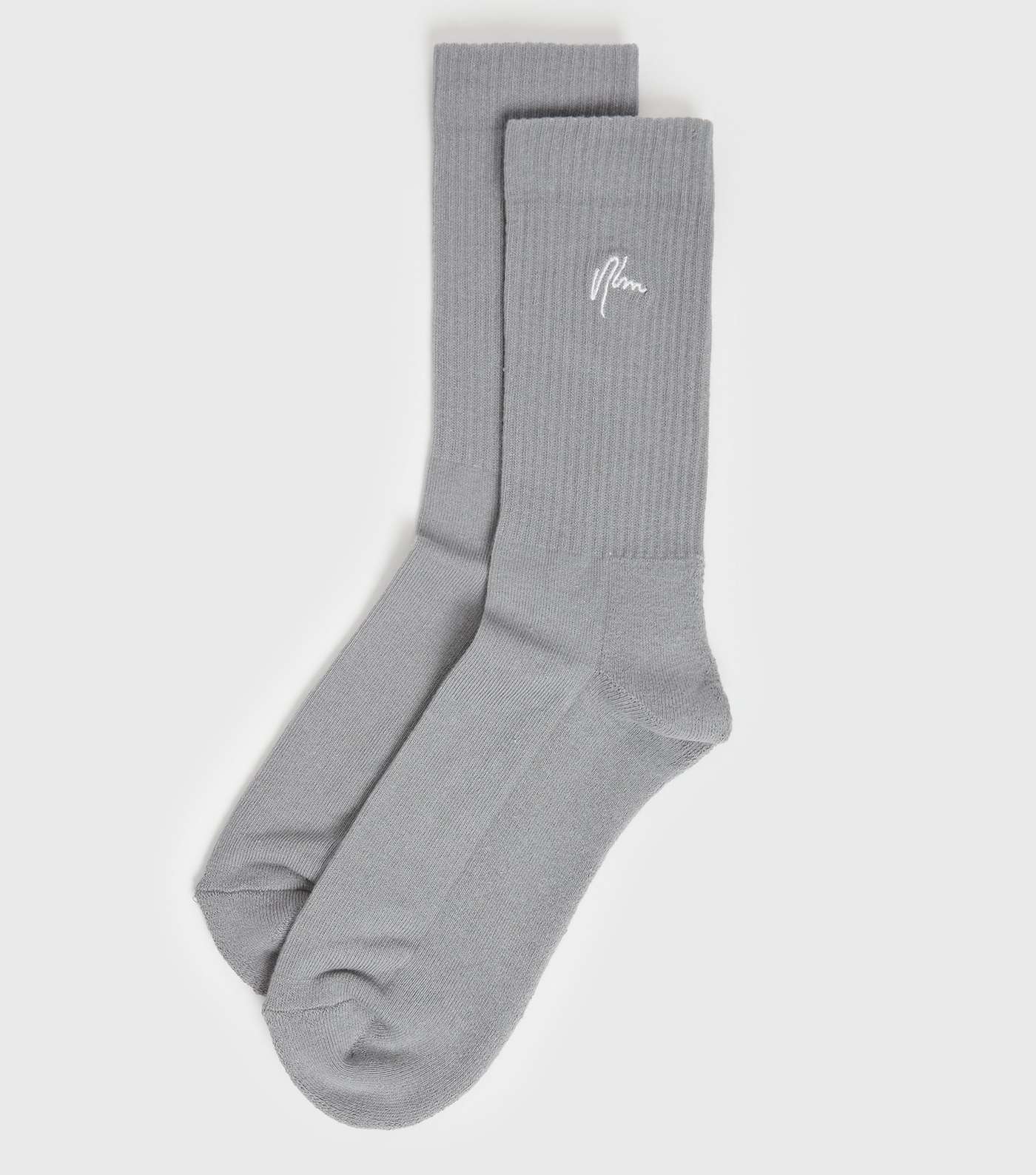 Pale Grey Ribbed NLM Embroidered Socks
